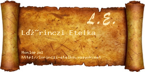 Lőrinczi Etelka névjegykártya